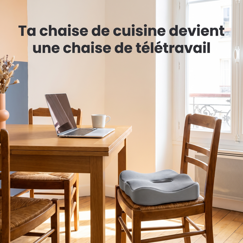 Ta chaise de cuisine devient une chaise de télétravail avec le coussin Nuvelis